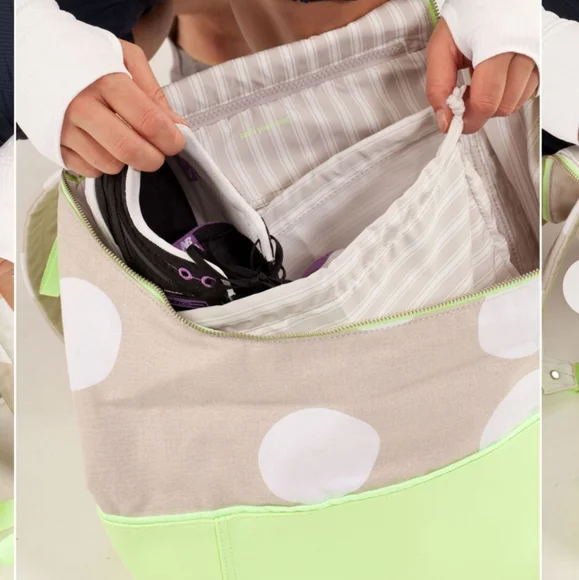 Lululemon Spring Fling Pack Polka Dot Backpack in Neon Green and Beige - Picture 2 of 16